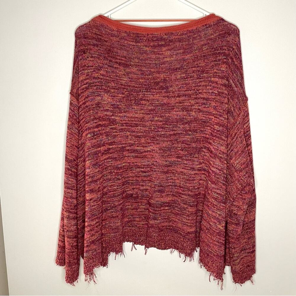 Free People Prism Space Dye Knit Pullover Sweater in Coral Combo Size S - Picture 9 of 9